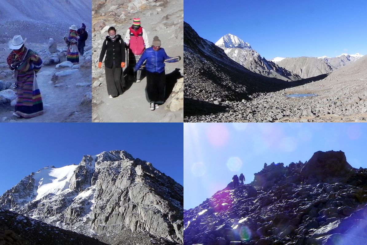 49 Pilgrims Walk Toward Dolma La, Last View Of Mount Kailash, Peak To South East Of Dolma La, Steep Climb Towards Dolma La On Mount Kailash Outer Kora Pilgrims walk towards Dolma La. The last view of Mount Kailash is just before the steep climb towards the Dolma La with the peak to the south east side of the Dolma La coming into view.